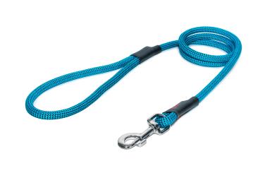 klassische Hundeleine - L - 145cm - blau mit schwarzen Punkten